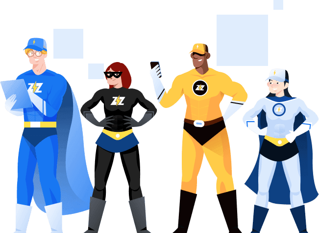 The Buzznerd team as superheroes — the crew behind your marketing
